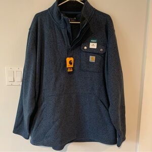 Carhartt Blue Mid-weight 1/4 Zip Pocket Sweater Fleece Pullover Men’s XL Relaxed